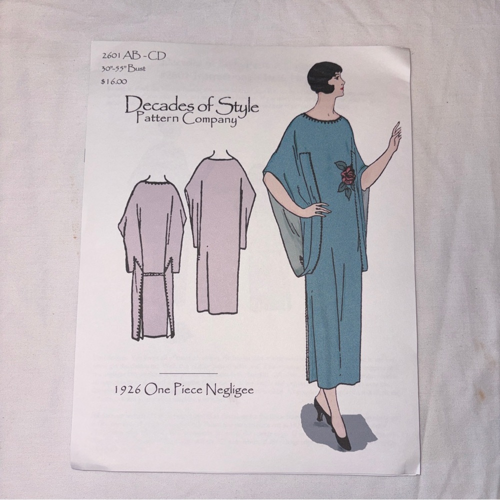 Decades of style 1926 One piece Negligee sewing pattern